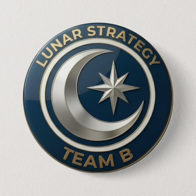 Team B Lunar Strategy Emblem | Moon & Star Leaders Button (Front)