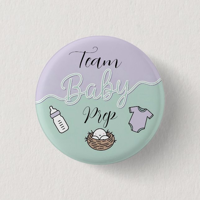 Team Baby Prep Nesting party favor for outfit Button (Front)