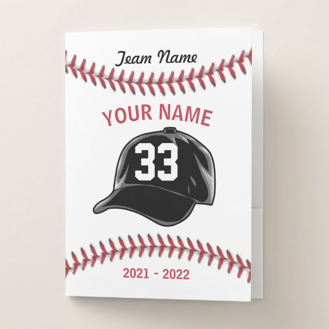 Team Baseball Cap Pocket Folder (Front)