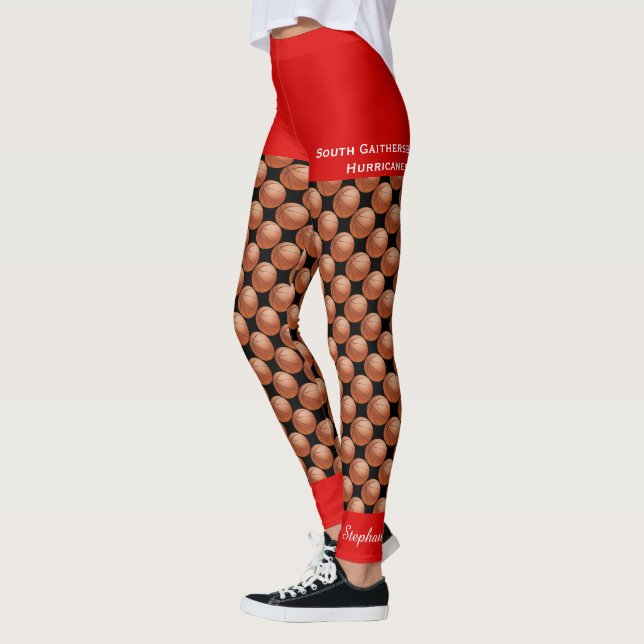 Team Basketball with Fake Red Shorts and Name Leggings (Left)