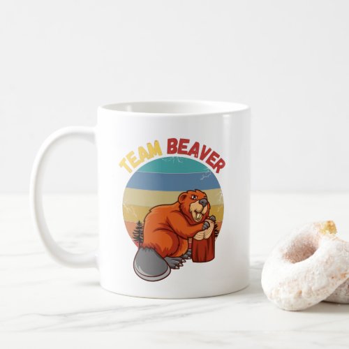 Team Beaver Retro Sunset Beavers Lover Coffee Mug