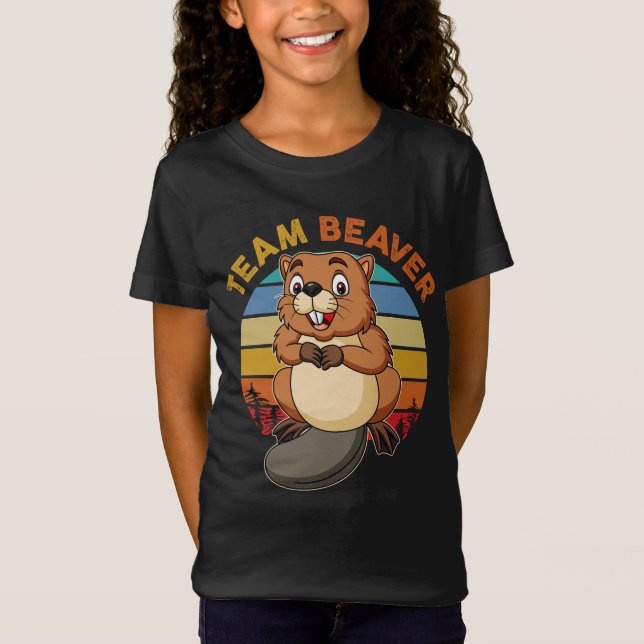 Team Beaver Retro Sunset Beavers Lover T-Shirt (Front)