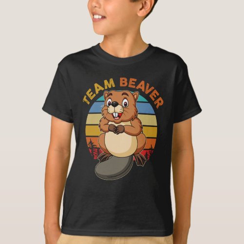 Team Beaver Retro Sunset Beavers Lover T_Shirt