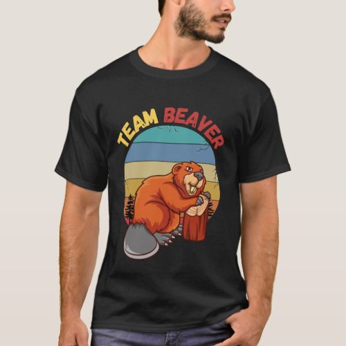 Team Beaver Retro Sunset Beavers Lover T_Shirt