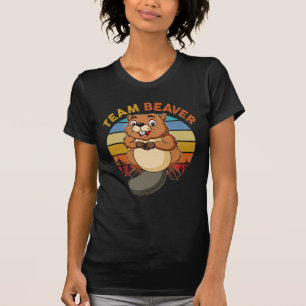 Team Beaver Retro Sunset Beavers Lover T-Shirt