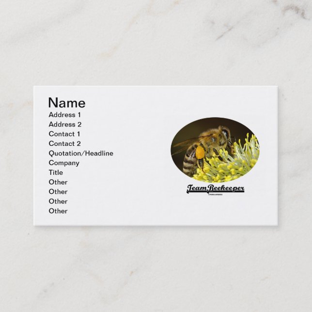Team Beekeeper Bee On Yellow Flower Business Card (Front)