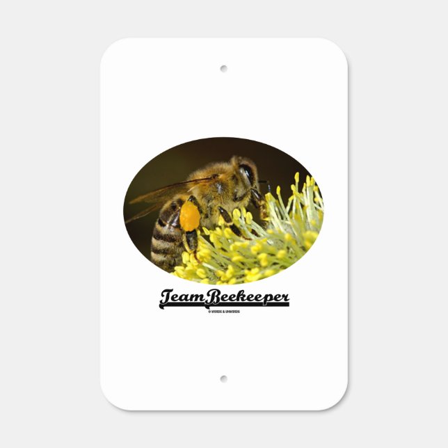 Team Beekeeper Bee On Yellow Flower Metal Sign (Front)