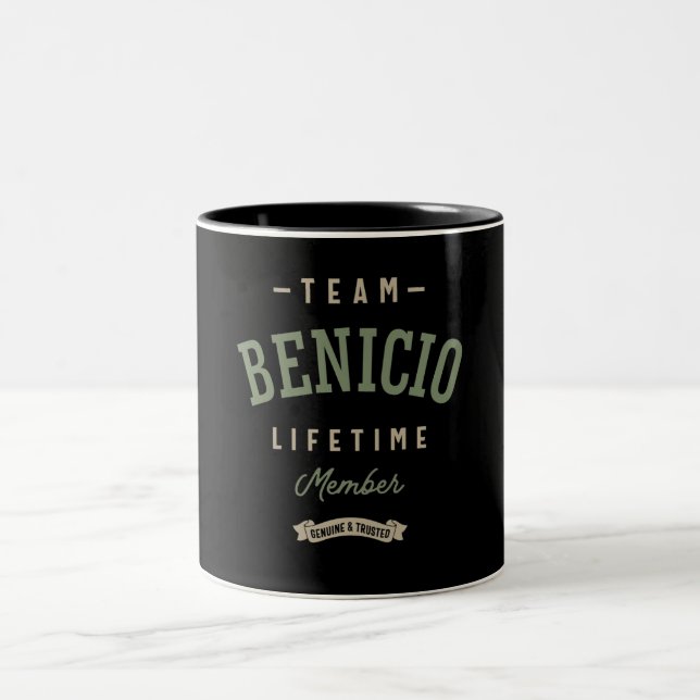 Team Benicio Lifetime Member Personalized Name  Two-Tone Coffee Mug (Center)