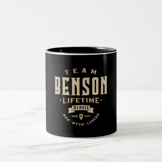 Team Benson Lifetime Member Personalized Name Two-Tone Coffee Mug (Center)