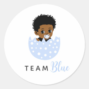 Team Blue African American Baby Boy In Egg Classic Round Sticker