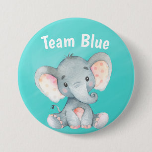 Team Blue Baby Elephant Baby Shower Guessing Game Button
