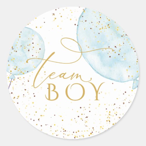 Team Blue Balloons Gender Reveal  Classic Round Sticker