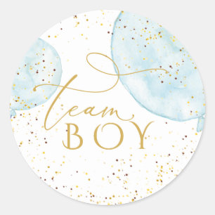 Team Blue Balloons Gender Reveal  Classic Round Sticker