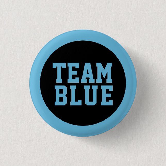 TEAM BLUE Couple Baby Shower Gender Reveal Games Button (Front)
