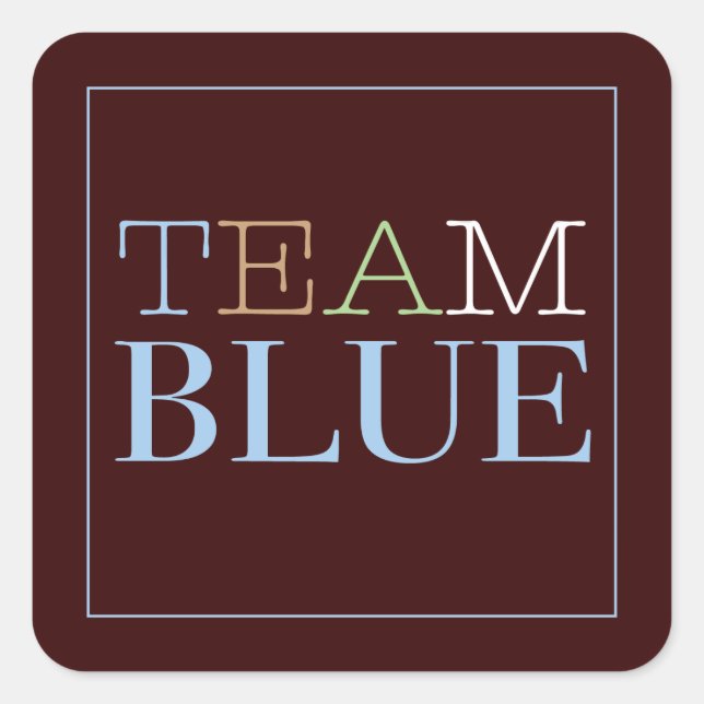 Team Blue for Boy Sticker for Gender Reveal Party (Front)