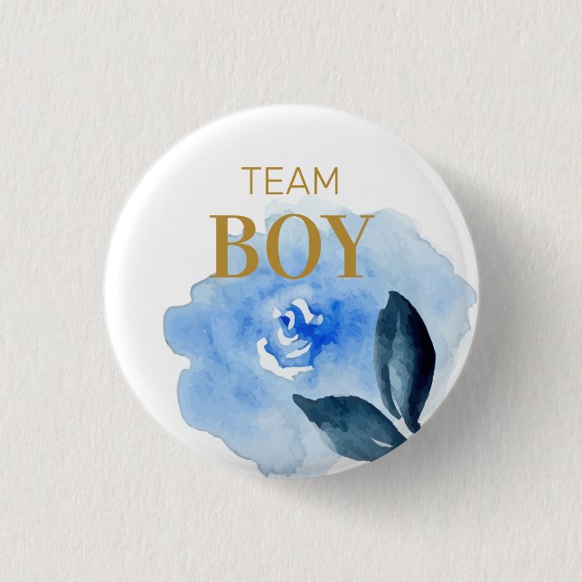 Team Blue gender reveal baby shower Button (Front)