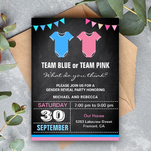 Team Blue or Team Pink Gender Reveal Party Invitation