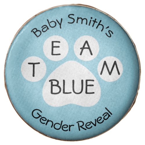 Team Blue Paw Print Gender Reveal Chocolate Covered Oreo