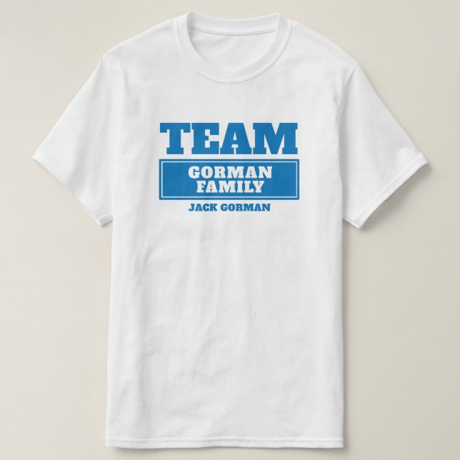 Team blue personalized family or group t-shirt (Design Front)
