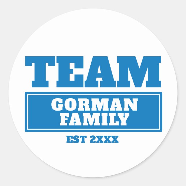 Team blue personalized family or team stickers (Front)