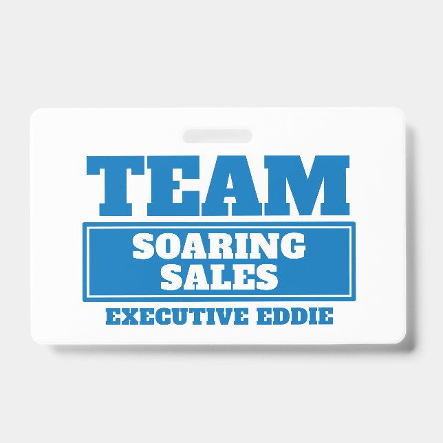 Team blue personalized name team building badge (Front)