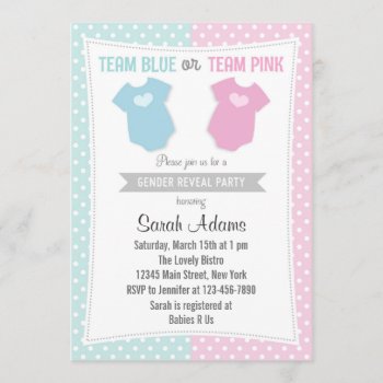 Team Blue Team Pink Gender Reveal Party Invitation by melanileestyle at Zazzle