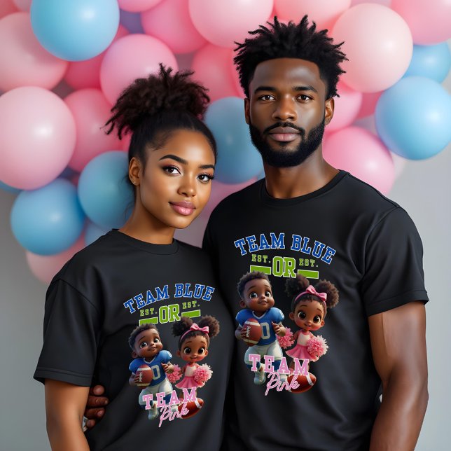 Team Blue Team Pink Gender Reveal T-shirt (Team Blue or Team Pink Gender Reveal Baby Shower Tshirts. Boy or Girl? Choose your team!)