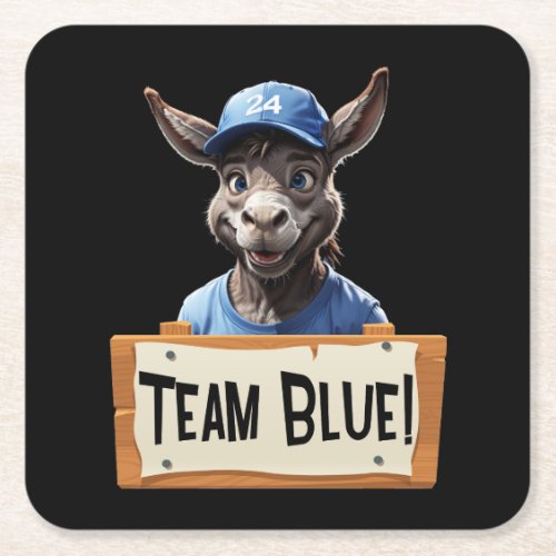 Team Blue _ Vote Democrat Square Paper Coaster