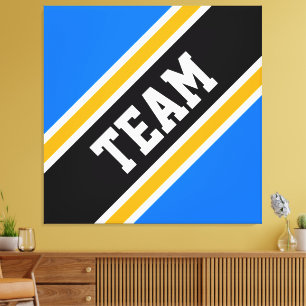 TEAM Bold Bright Blue Black Orange Racing Stripes Canvas Print