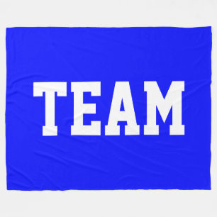 TEAM Bold White Athletic Text On Bright Royal Blue Fleece Blanket