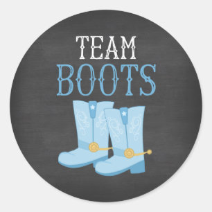 Team Boots Boy Gender Reveal Classic Round Sticker