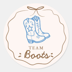 Team Boots Gender Reveal Voting Classic Round Sticker