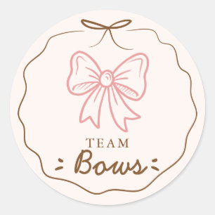 Team Bows Gender Reveal Voting Classic Round Sticker