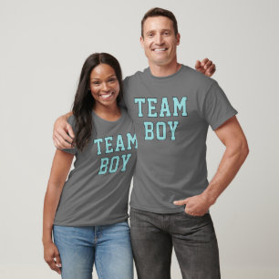 Team Boy Aqua Blue on Gray Gender Reveal T-Shirt