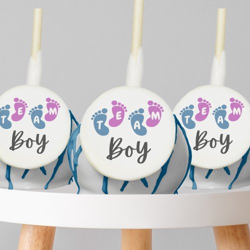 Team Boy Baby Feet Gender Reveal Baby Shower Cake Pops