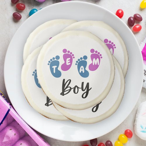 Team Boy Baby Feet Gender Reveal Baby Shower Sugar Cookie