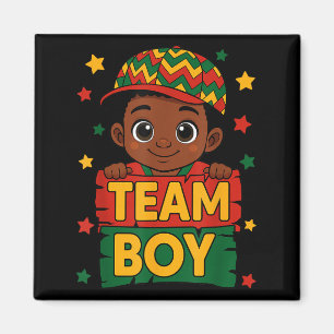 Team Boy Black Kids Gender Reveal Baby Announcemen Magnet