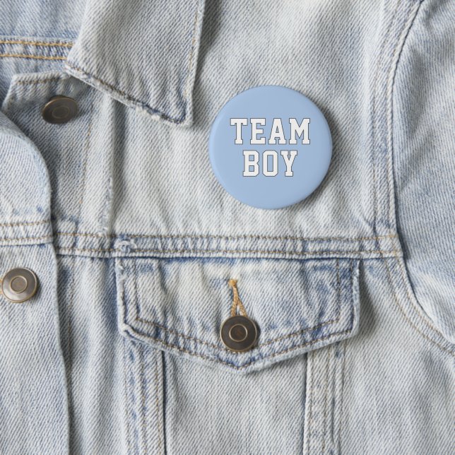 Team Boy Blue Baby Gender Reveal Party Pinback Button (In Situ)