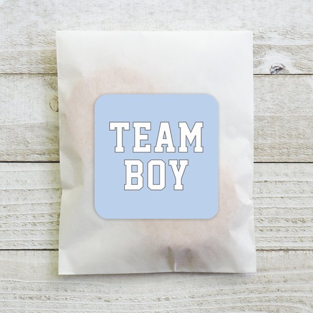 Team Boy Blue Baby Gender Reveal Party Square Sticker (Creator Uploaded)