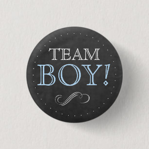 Team Boy Blue Chalkboard Baby Shower Small Pinback Button