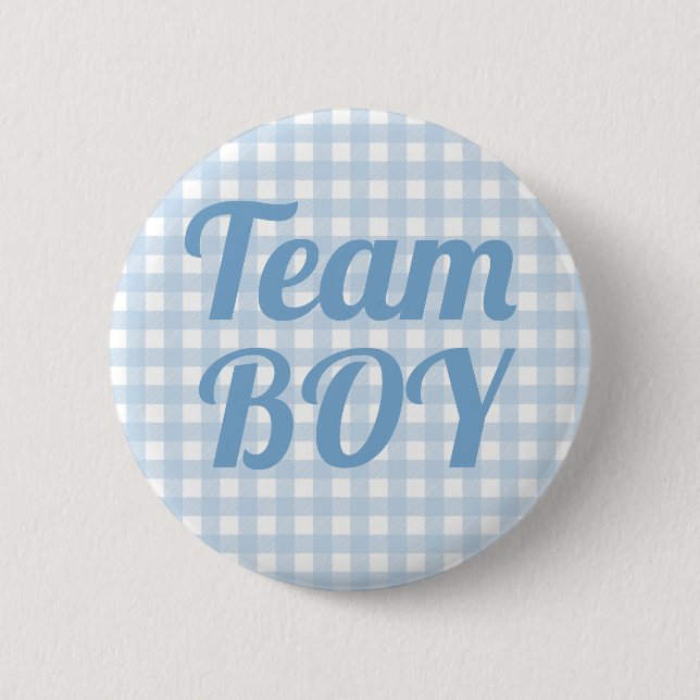 Team Boy Blue Gender Reveal Party Button (Front)