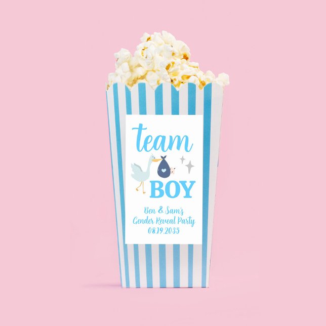 Team Boy Blue Gender Reveal Party Custom Popcorn Rectangular Sticker (Team Boy Blue Gender Reveal Party Custom Popcorn Rectangular Sticker
)