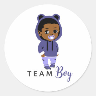 Team Boy Blue Hoodie African American Baby Classic Round Sticker