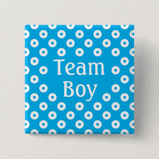 "Team Boy" Blue Polka Dot Gender Prediction Button (Front)