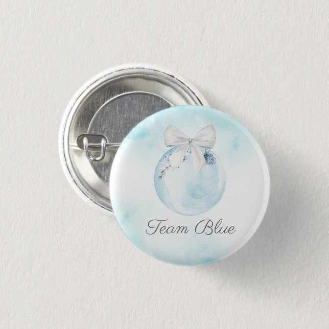 Team Boy Christmas Gender Reveal  Button (Front & Back)