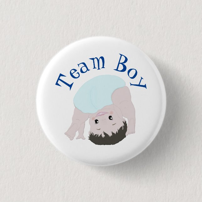 "Team Boy" Cute Baby Gender Reveal Button (Front)
