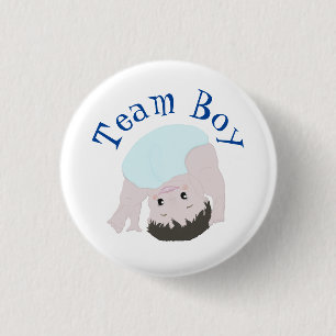 "Team Boy" Cute Baby Gender Reveal Button