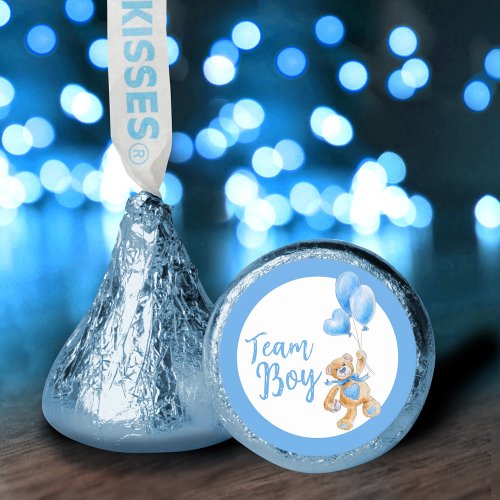 Team boy cute bear watercolor boy gender reveal hersheys kisses