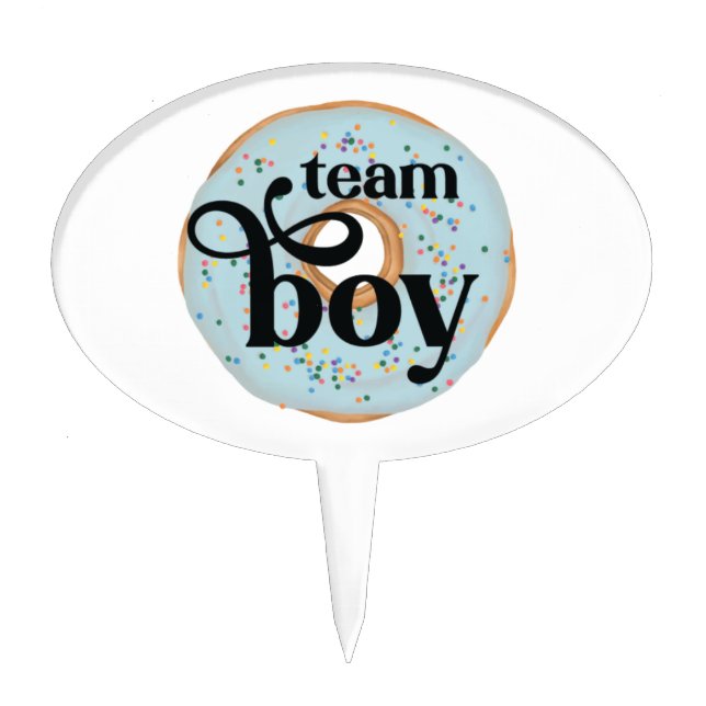 Team Boy Donut Gender Reveal Cake Topper (Front)