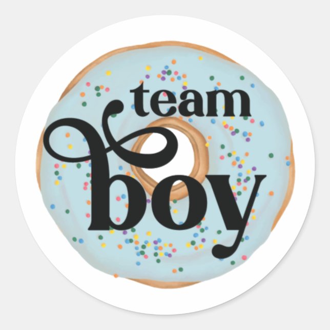 Team Boy Donut Gender Reveal Sticker (Front)